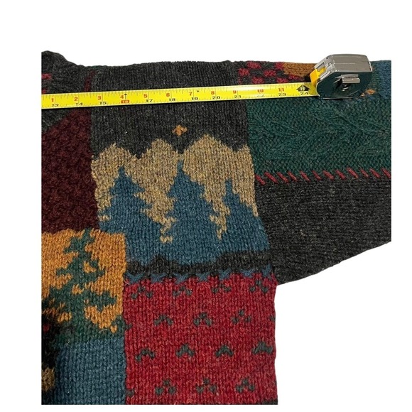 Woolrich Handknit Wool Scenic Cabin Duck Sweater Men's M Patchwork - Picture 13 of 15